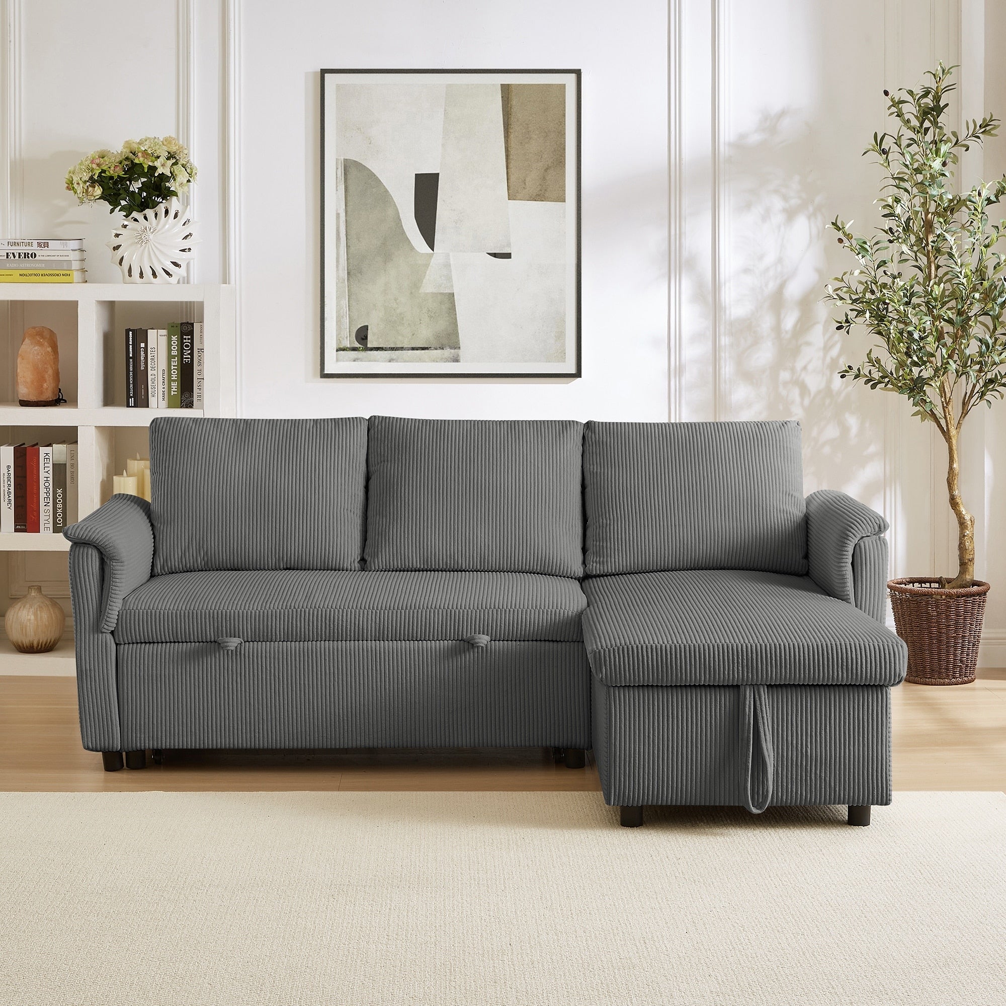 Loveseat Sofa with Chaise Lounge L-Shaped Modular Convertible Sofa with Storage Chaise