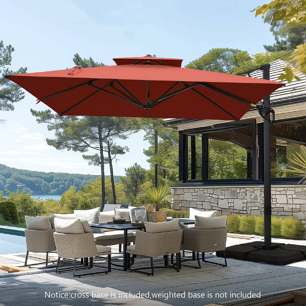 MAISON ARTS 12 FT Automatic Hydraulic Cantilever Umbrella Aluminum Pole 360 Degree Rotation