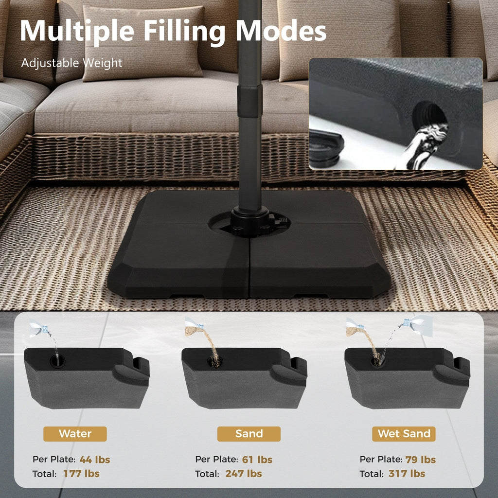 MAISON ARTS 12 FT Automatic Hydraulic Cantilever Umbrella Aluminum Pole 360 Degree Rotation