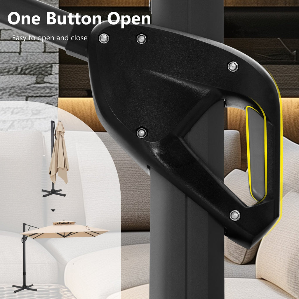 MAISON ARTS 12 FT Automatic Hydraulic Cantilever Umbrella Aluminum Pole 360 Degree Rotation