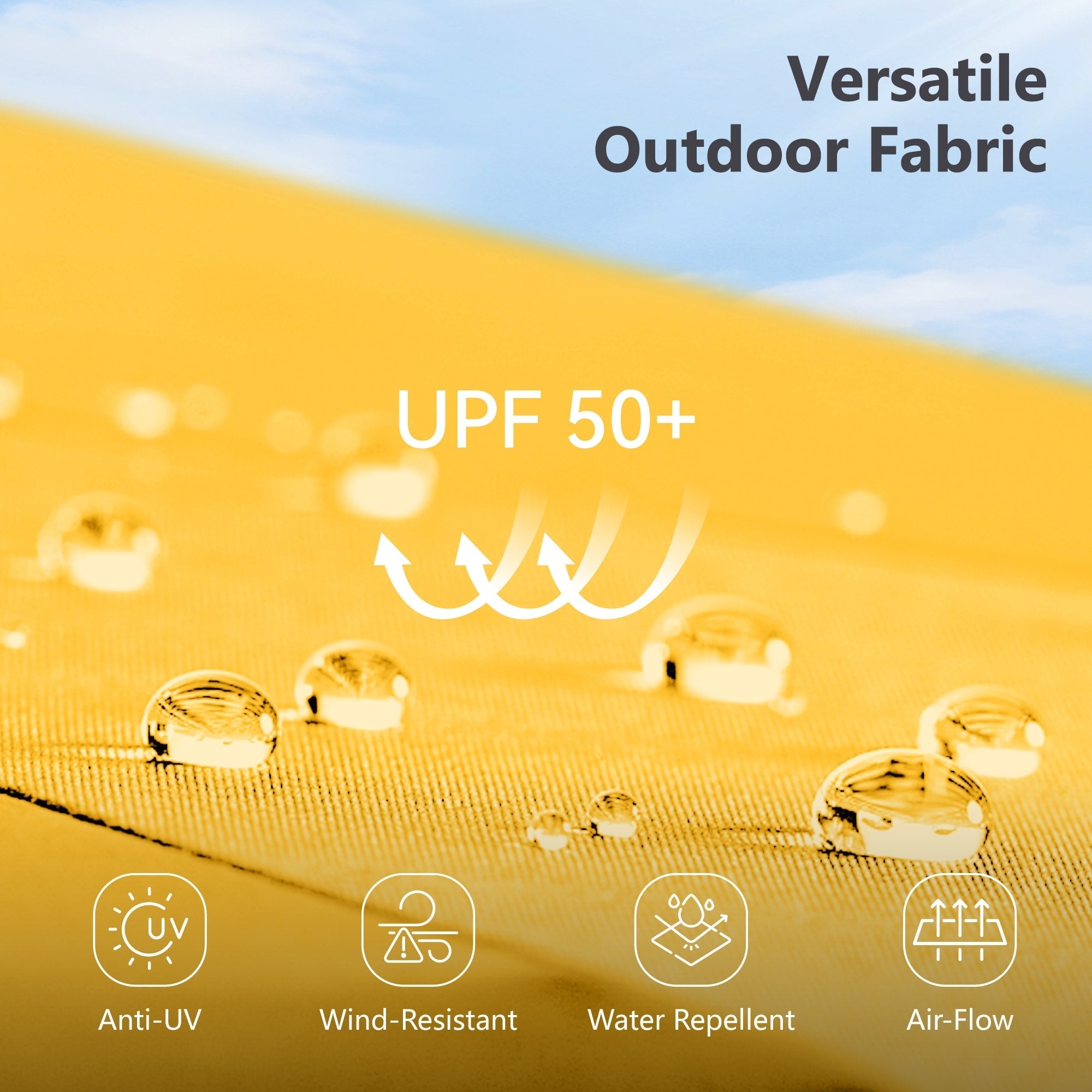 MAISON ARTS 15-foot Rectangular Crank Double-sided Outdoor Market Umbrella Solar LED Lighted Patio Umbrella with Base Included