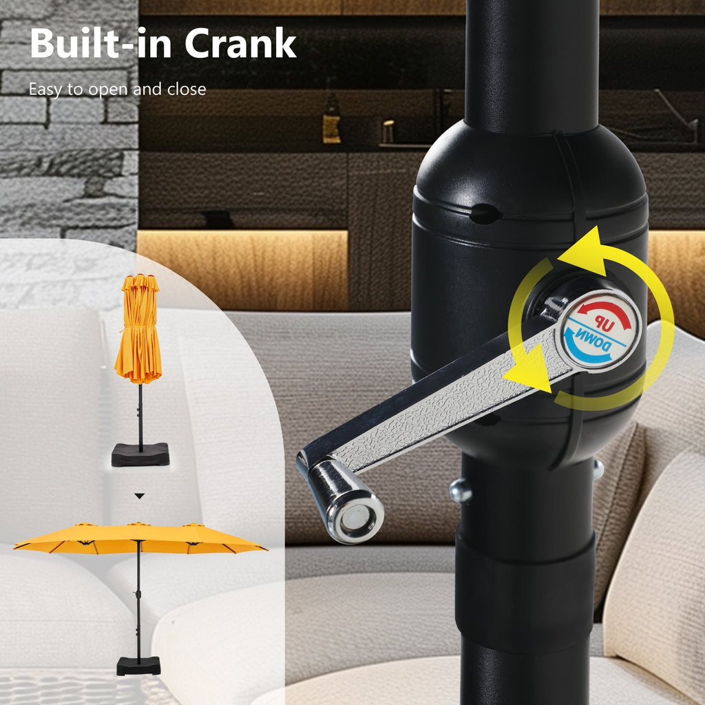 MAISON ARTS 15ft Double-Sided Patio Extra Large Twin Umbrella with Base Included