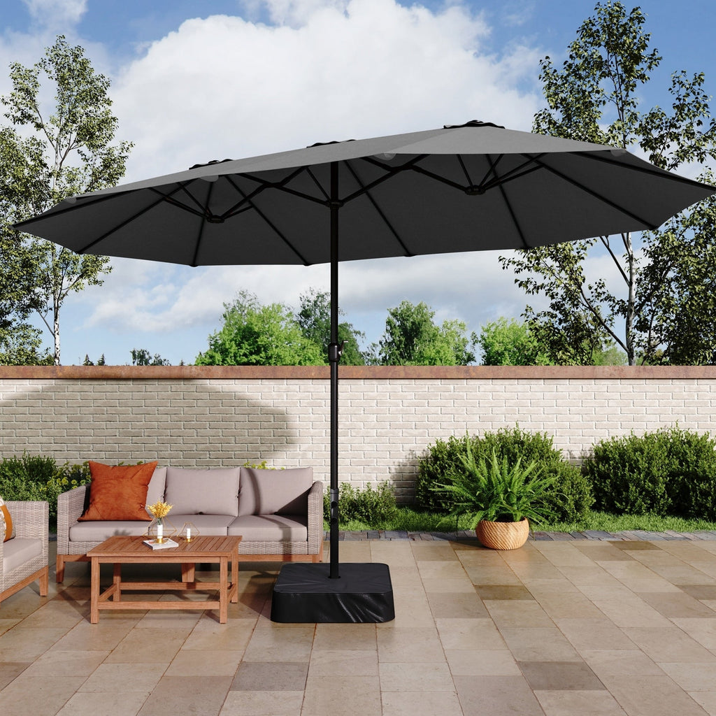 MAISON ARTS 15ft Double-Sided Patio Extra Large Twin Umbrella with Base Included