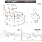 MCombo Large-Wide Dual Motor Power Lift Recliner with Massage and Dual Heating for Big and Tall Elderly, Fabric R7635