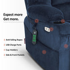 MCombo Large-Wide Dual Motor Power Lift Recliner with Massage and Dual Heating for Big and Tall Elderly, Fabric R7635