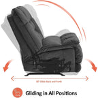 MCombo Oversized Dual Motor Armless Power Rocker Recliner Chair, Zeroarms Recliner Perfect for Living Room Fabric PR607