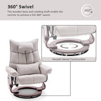 MCombo Set of 2 Swivel Recliner with Ottoman and Neck Pillow,Chenille Fabric