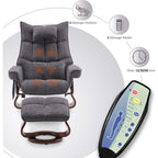 MCombo Set of 2 Swivel Recliner with Ottoman and Neck Pillow,Chenille Fabric