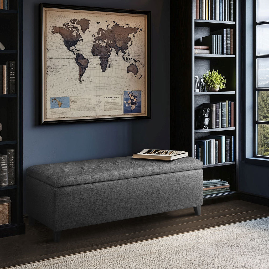 Madison Park Sasha Tufted Top Upholstered Storage Bench