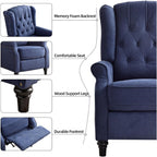 Pushback Recliner Chair, Fabric Armchair Push Back Recliner with Rivet Decoration, Single Sofa Accent Chair