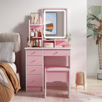 Makeup Vanity Set Table With LED Light &Mirror & Stool