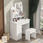 Makeup Vanity Set Table With LED Light &Mirror & Stool