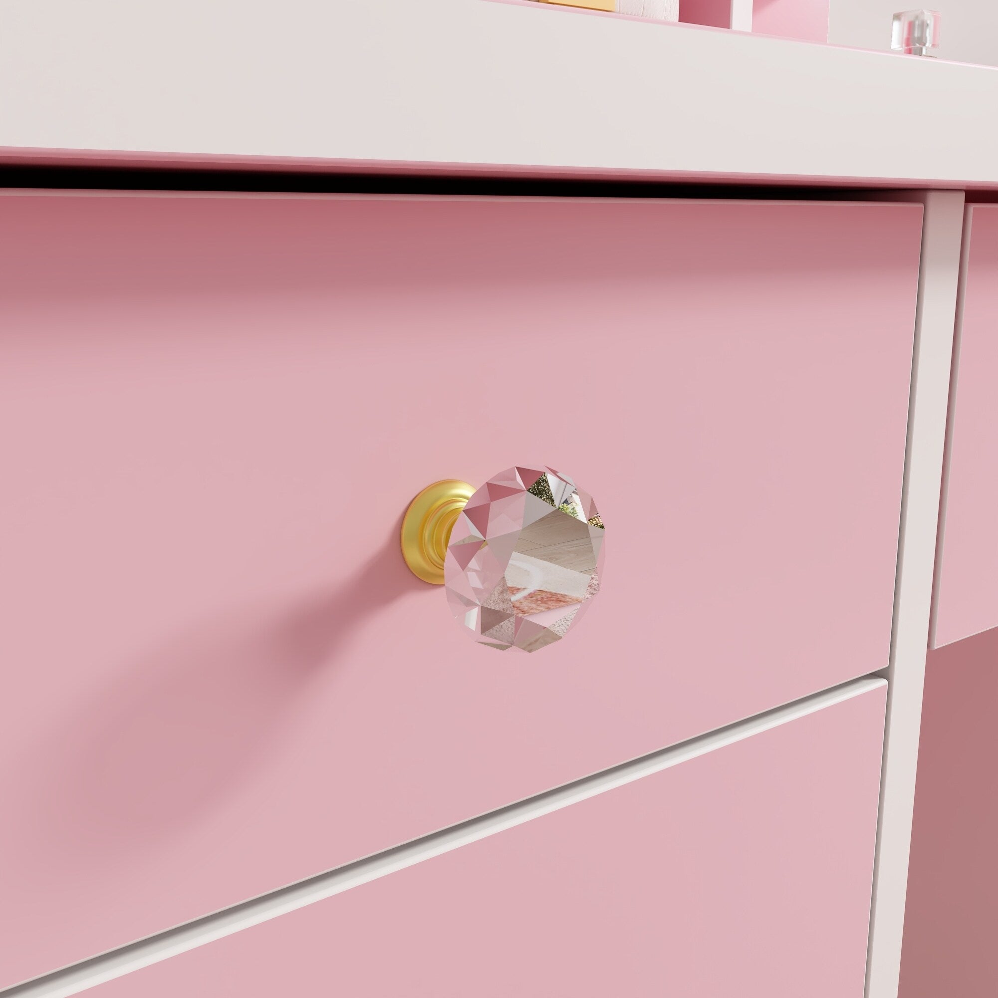 Makeup Vanity Set Table With LED Light &Mirror & Stool