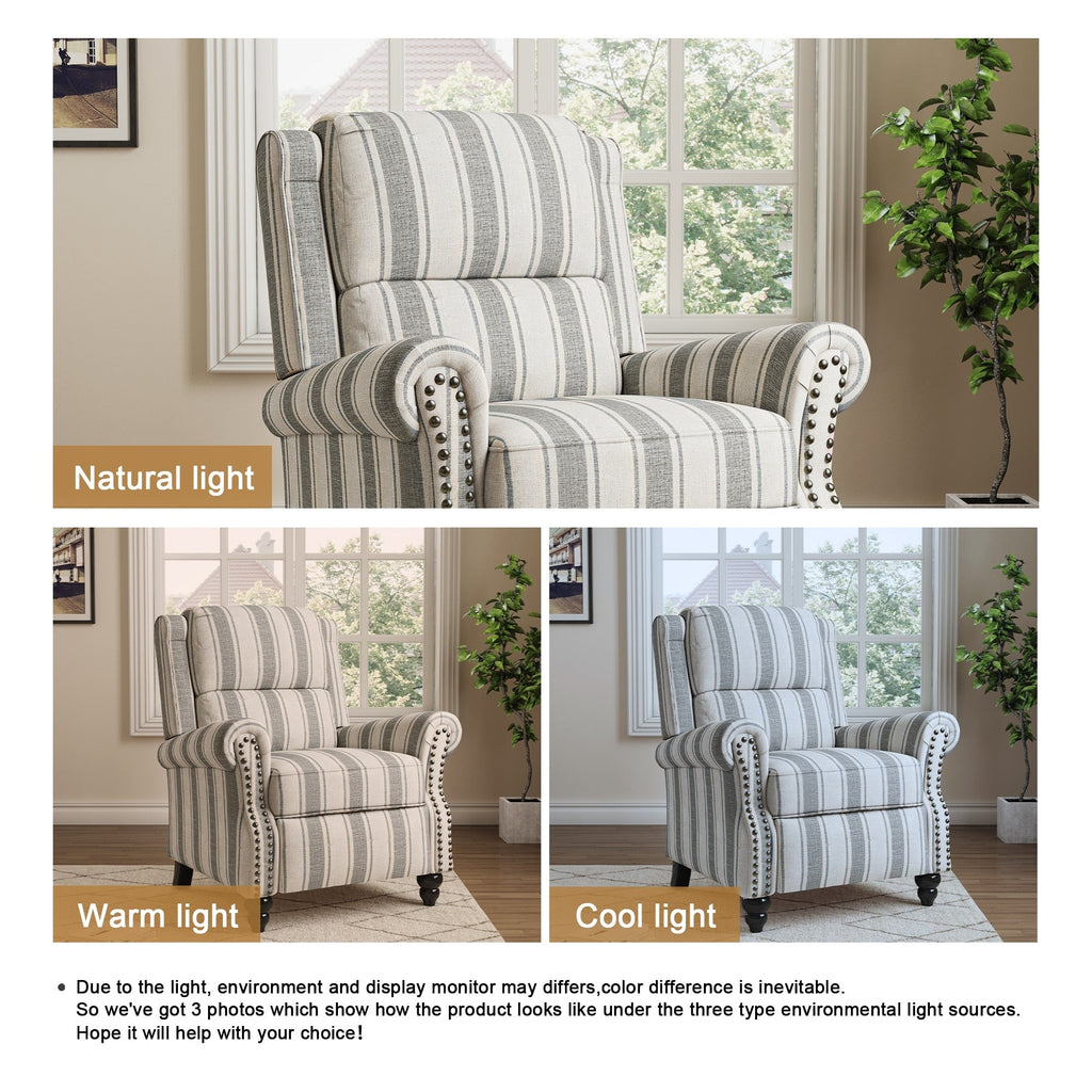 Manual Pushback Recliner Chairs with Nailhead Trim