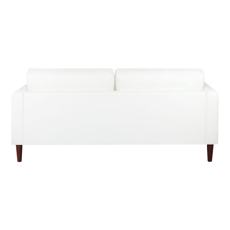 Modern Genuine Leather Sofa with Wooden Legs & Additional Bolster Pillow