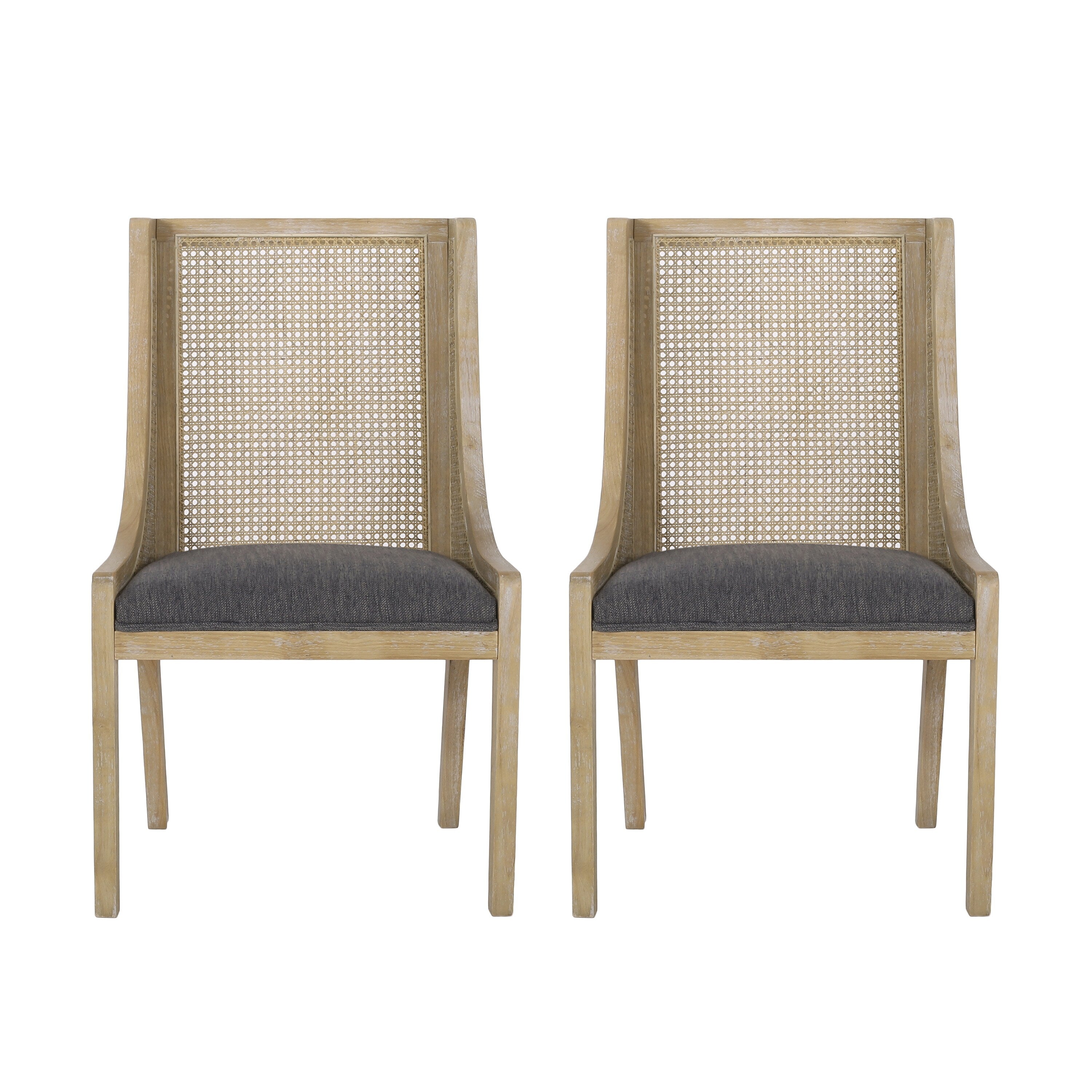 Maurers Cane and Wood Upholstered Dining Chairs (Set of 2) by Christopher Knight Home