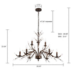 Farmhouse Retro Tree Branch Crystal Chandelier Candle-Style Pendant Light
