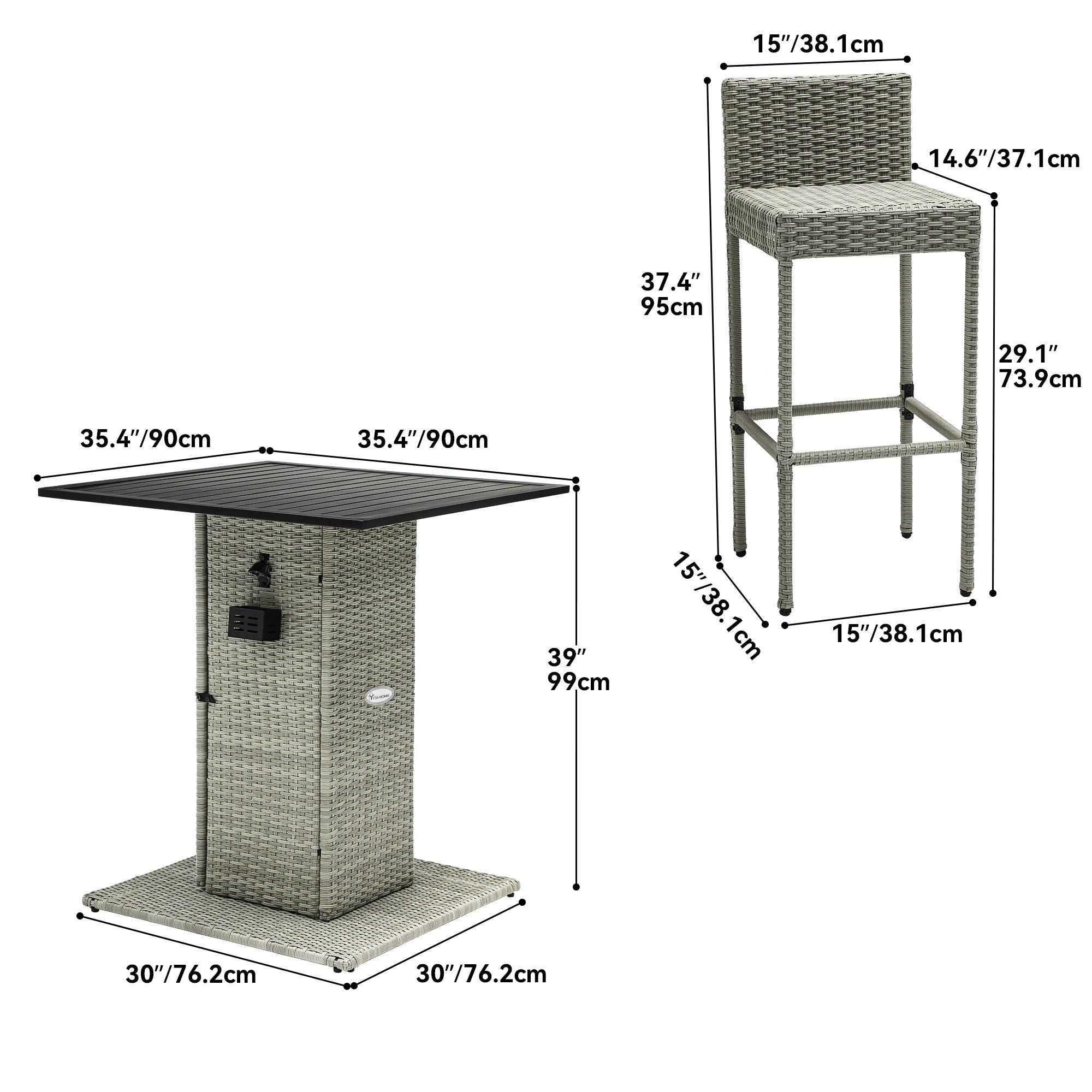 Moasis 5-Piece Outdoor Furniture Wicker Bar Set - 5 PCS