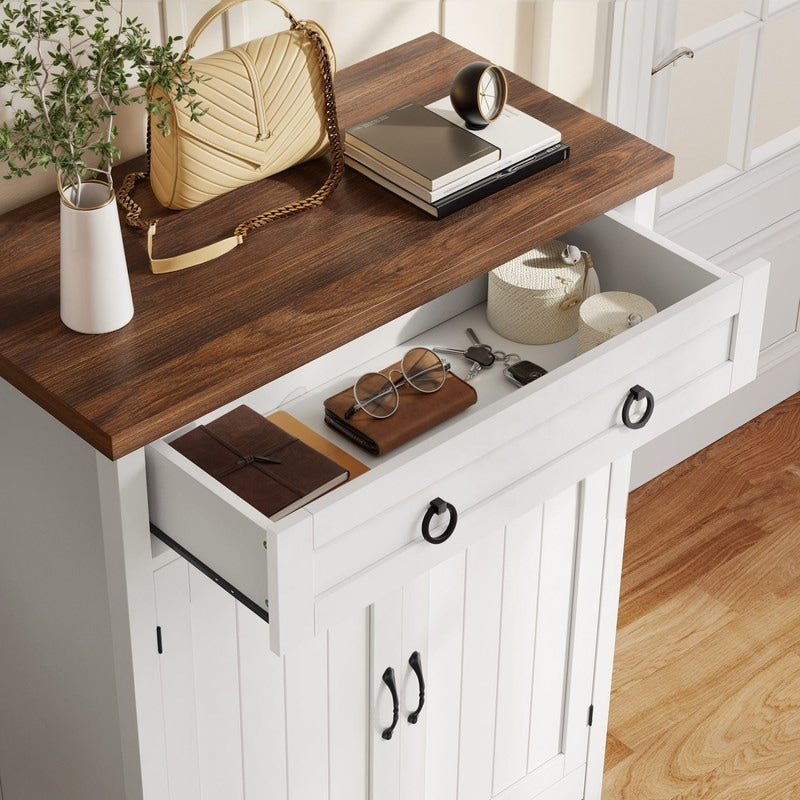 Moasis 5-tier 20 Pair Shoe Storage Cabinet with Double Doors for Entryway