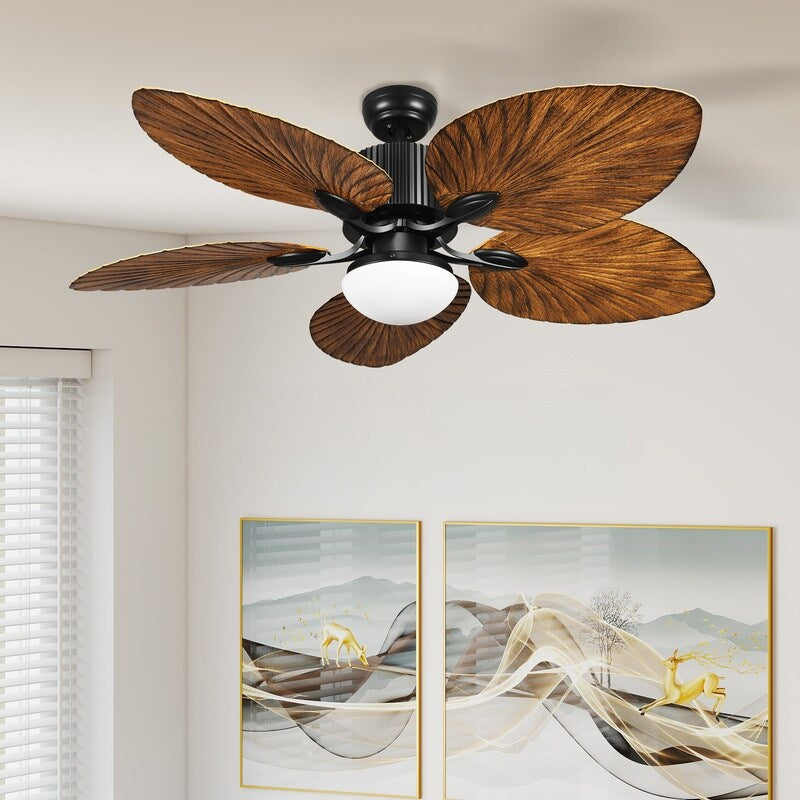 Moasis 52 Palm Leaf Ceiling Fan with Light Tropical Style with Remote