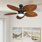 Moasis 52 Palm Leaf Ceiling Fan with Light Tropical Style with Remote