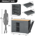 Moasis 53-inch Rolling Kitchen Island Storage Cabinet Portable Mobile Kitchen Cart