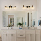 Modern 3/4-lights Bathroom Dimmable Vanity Lights Wall Sconces with Glass Shade