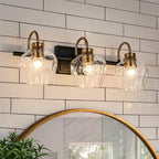 Modern 3/4-lights Bathroom Dimmable Vanity Lights Wall Sconces with Glass Shade