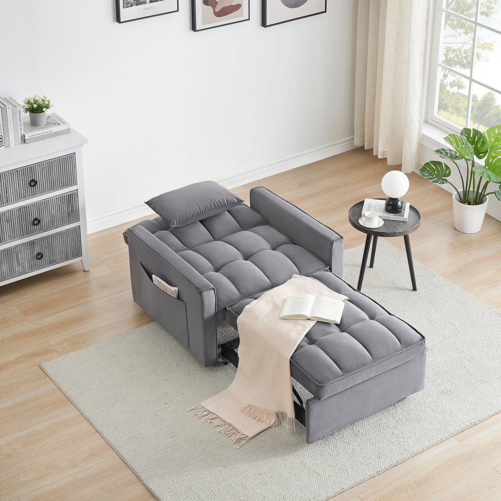 Modern 70.86 3 in 1 Single Convertible Sofa Bed with Adjustable Back and Moving Wheel for Living Room