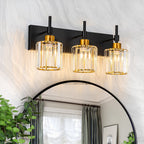 Modern Dimmable Crystal Bathroom Vanity Light Wall Sconces with Crystal Shades