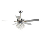 Modern Chrome 52-inch Crystal Chandelier Ceiling Fan with Remote