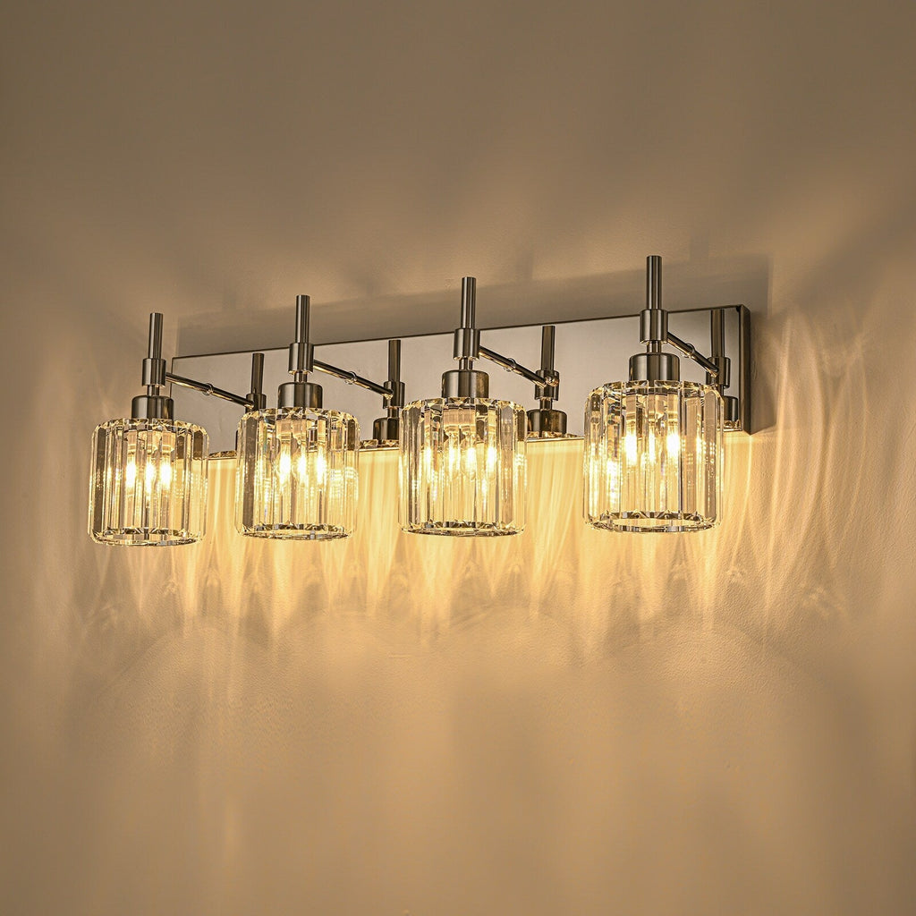 Modern Dimmable Crystal Bathroom Vanity Light Wall Sconces with Crystal Shades