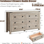 Farmhouse 6 Drawer Dresser, Wood TV Stand, Chest of Drawers