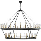 Modern Farmhouse Chandelier 2 Tier Round Wagon Wheel Chandelier Large High Ceiling Light.