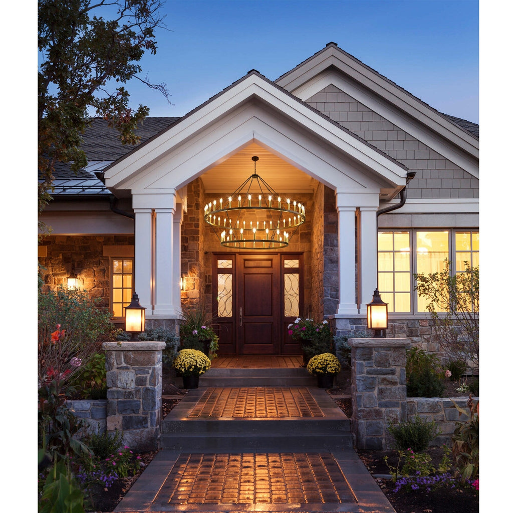 Modern Farmhouse Chandelier 2 Tier Round Wagon Wheel Chandelier Large High Ceiling Light.