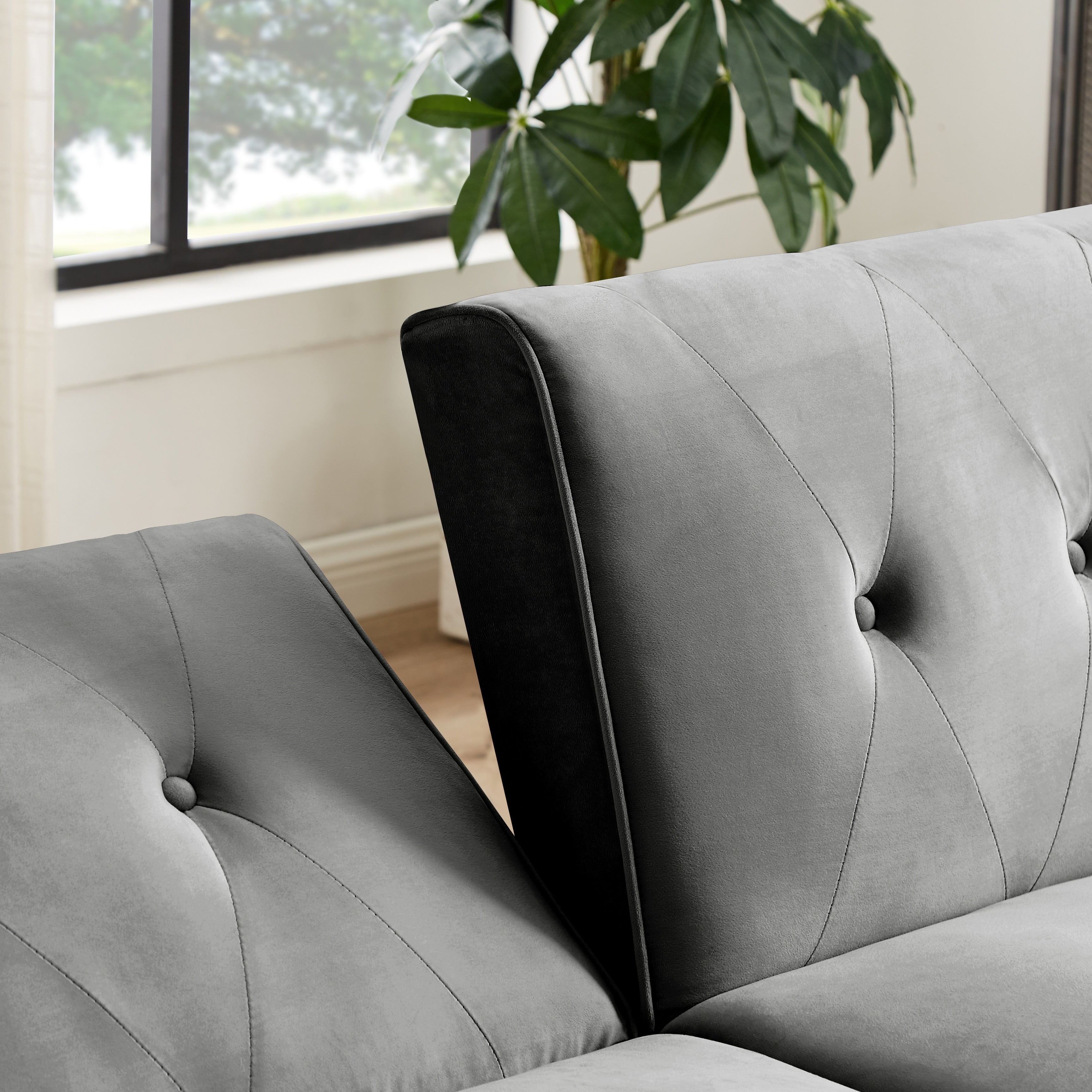 Modern Futon Sofa Bed, Convertible Sleeper Sofa with Tapered Wood Legs, 78.35 W, Small Split Back Sofa for Living Room