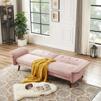 Modern Futon Sofa Bed, Convertible Sleeper Sofa with Tapered Wood Legs, 78.35 W, Small Split Back Sofa for Living Room