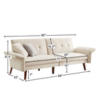 Modern Futon Sofa Bed, Convertible Sleeper Sofa with Tapered Wood Legs, 78.35 W, Small Split Back Sofa for Living Room