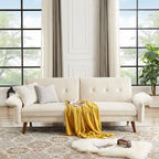 Modern Futon Sofa Bed, Convertible Sleeper Sofa with Tapered Wood Legs, 78.35 W, Small Split Back Sofa for Living Room