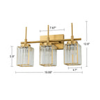 Modern Gold Dimmable Wall Light Glam Cylinder Bathroom Crystal Vanity Light Wall Sconces