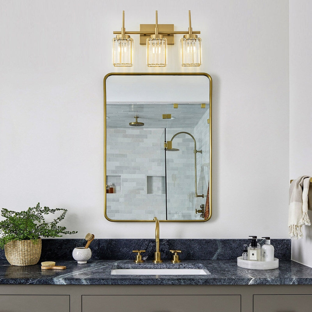 Modern Gold Dimmable Wall Light Glam Cylinder Bathroom Crystal Vanity Light Wall Sconces