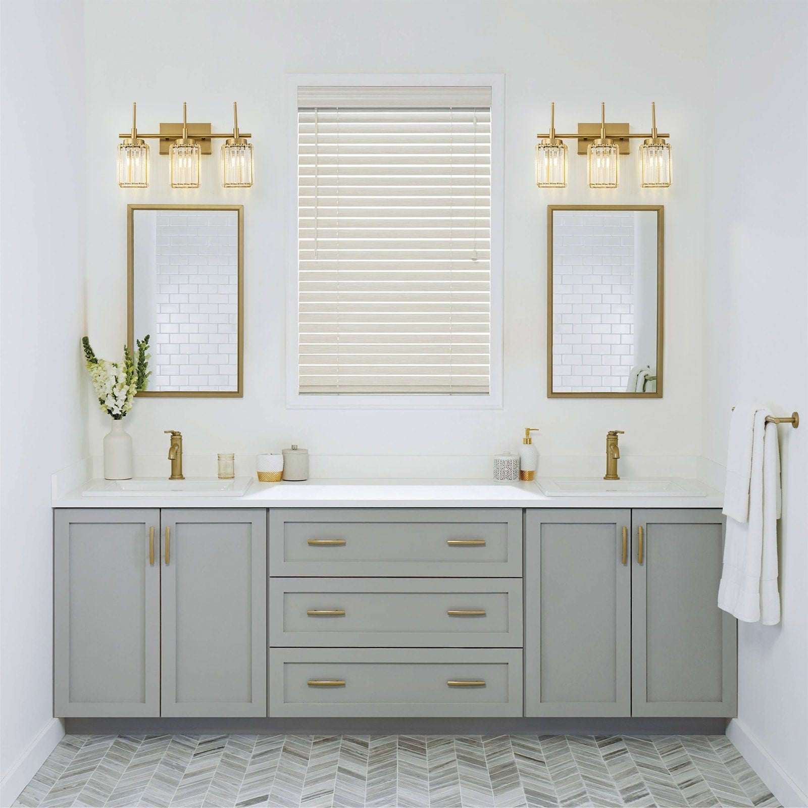 Modern Gold Dimmable Wall Light Glam Cylinder Bathroom Crystal Vanity Light Wall Sconces