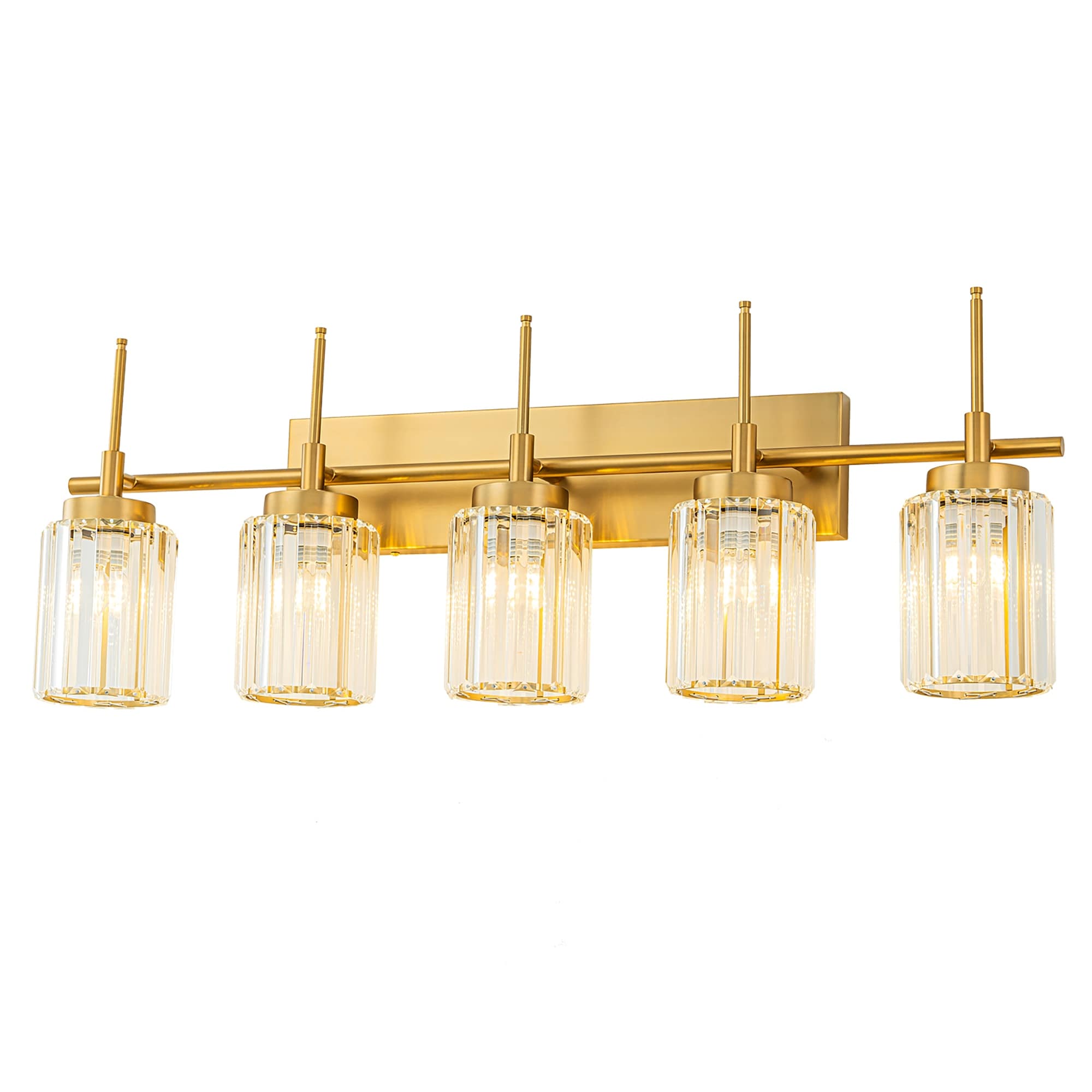 Modern Gold Dimmable Wall Light Glam Cylinder Bathroom Crystal Vanity Light Wall Sconces