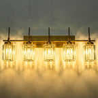 Modern Gold Dimmable Wall Light Glam Cylinder Bathroom Crystal Vanity Light Wall Sconces