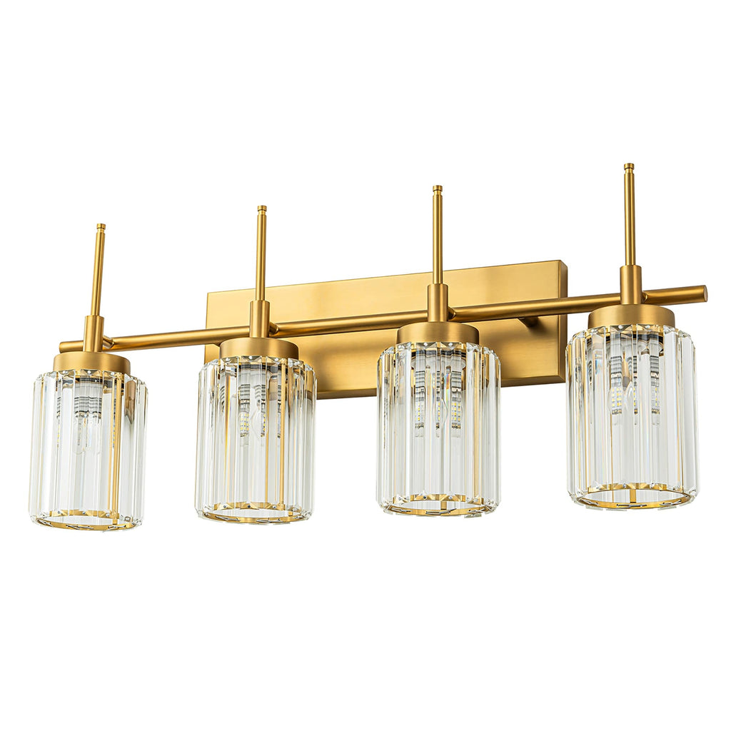 Modern Gold Dimmable Wall Light Glam Cylinder Bathroom Crystal Vanity Light Wall Sconces