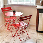 3pc Metal Folding Bistro Set, Weather-Resistant Outdoor/Indoor Conversation Set for Patio, Yard, Garden