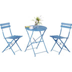 3pc Metal Folding Bistro Set, Weather-Resistant Outdoor/Indoor Conversation Set for Patio, Yard, Garden
