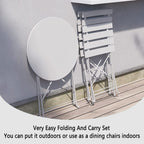 3pc Metal Folding Bistro Set, Weather-Resistant Outdoor/Indoor Conversation Set for Patio, Yard, Garden