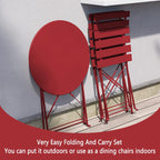 3pc Metal Folding Bistro Set, Weather-Resistant Outdoor/Indoor Conversation Set for Patio, Yard, Garden