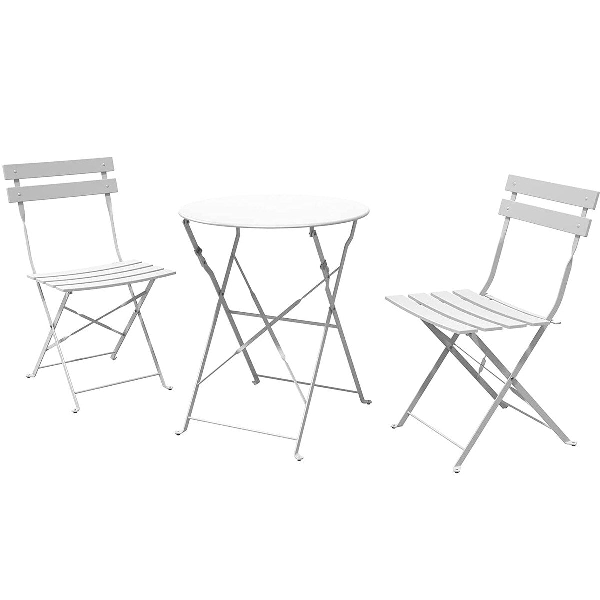 3pc Metal Folding Bistro Set, Weather-Resistant Outdoor/Indoor Conversation Set for Patio, Yard, Garden